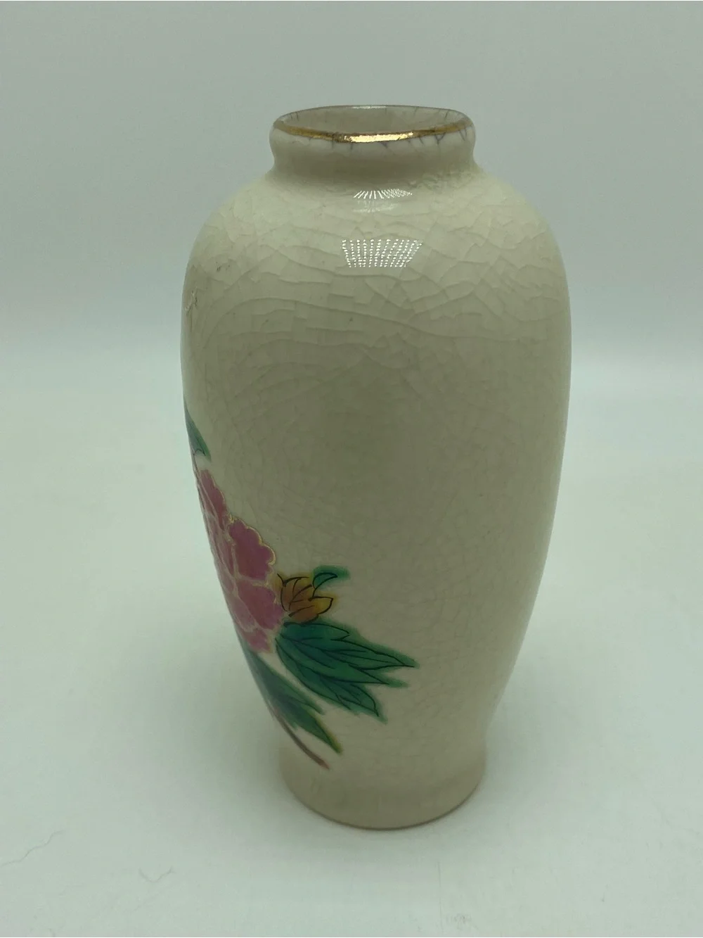Vintage Home Co Ceramic Floral Accent Vase in Pink and Green Peony